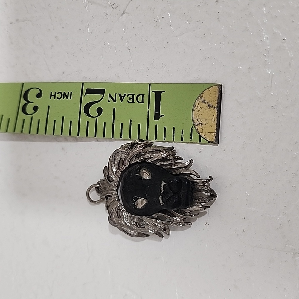 Signed Luca Razza Silver Tone and Black Lion Pendant - Picture 6 of 8
